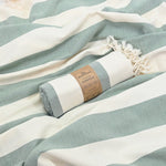 Avalon Series Turkish Towel, Combed Cotton, Ecru - Khaki Grey, 340g - Turkish Towel - MOONESSA Australia