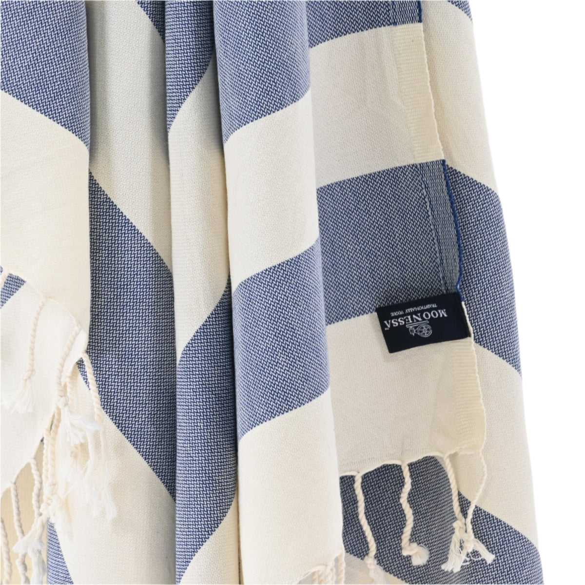 Avalon Series Turkish Towel, Combed Cotton, Ecru - Navy, 340g - Turkish Towel - MOONESSA Australia