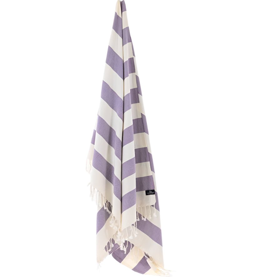 Avalon Series Turkish Towel, Combed Cotton, Ecru - Purple, 340g - Turkish Towel - MOONESSA Australia
