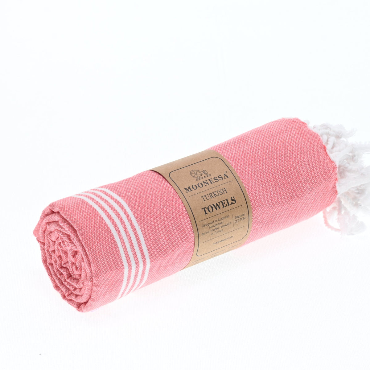 Buldan Series Turkish Towel, Combed Cotton, Coral Red, 340g - Turkish Towel - MOONESSA Australia