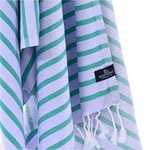 Dublin Series Turkish Towel - Combed Cotton, Lilac - Teal, 380g - Turkish Beach & Bath Towels - MOONESSA Australia