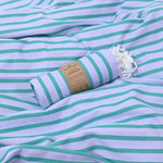 Dublin Series Turkish Towel - Combed Cotton, Lilac - Teal, 380g - Turkish Beach & Bath Towels - MOONESSA Australia
