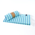 Dublin Series Turkish Towel, Combed Cotton, Navy - Mint, 380g - Turkish Towel - MOONESSA Australia