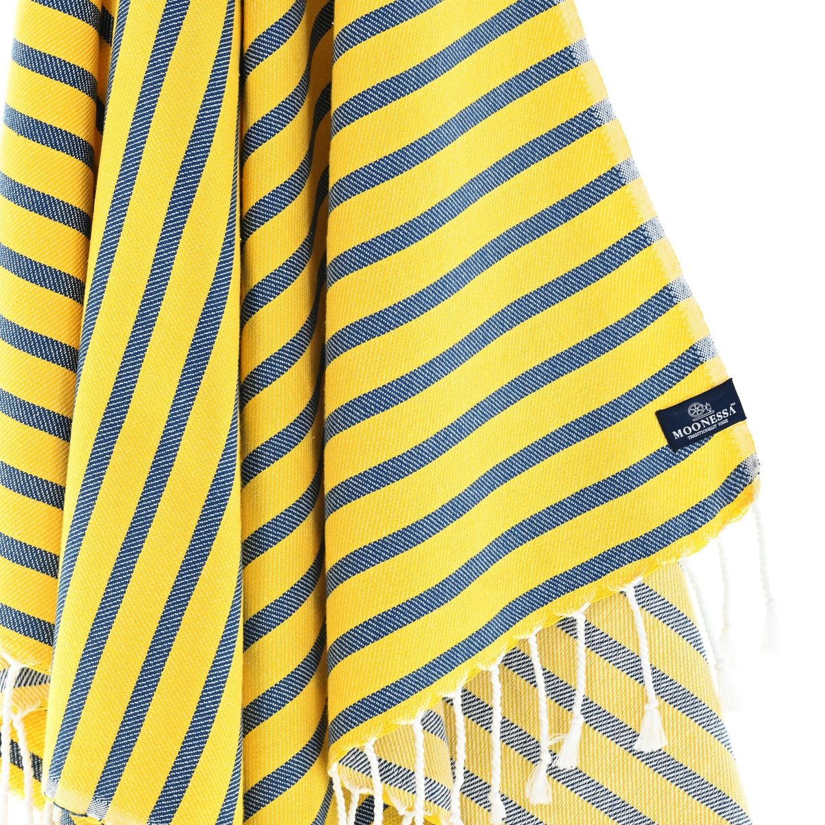 Dublin Series Turkish Towel, Combed Cotton, Navy - Yellow, 380g - Turkish Towel - MOONESSA Australia