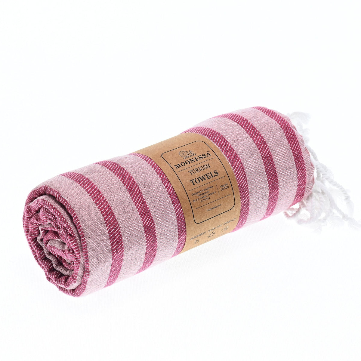 Dublin Series Turkish Towel, Combed Cotton, Rose Pink - Merlot, 380g - Turkish Towel - MOONESSA Australia