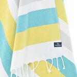 Fremantle Series Turkish Towel, Combed Cotton, Teal - Yellow - Grey, 340g - Turkish Towel - MOONESSA Australia