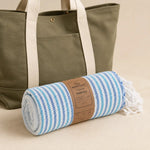Gold Coast Turkish Towel – Navy Aqua - Turkish Towel - MOONESSA Australia