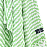 Oxford Series Turkish Towel, Combed Cotton, Apple Green - White, 430g - Turkish Towel - MOONESSA Australia