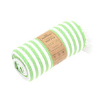 Oxford Series Turkish Towel, Combed Cotton, Apple Green - White, 430g - Turkish Towel - MOONESSA Australia
