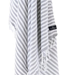 Oxford Series Turkish Towel, Combed Cotton, Grey - White, 430g - Turkish Towel - MOONESSA Australia