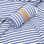 Oxford Series Turkish Towel, Combed Cotton, Navy - White, 430g - Turkish Towel - MOONESSA Australia