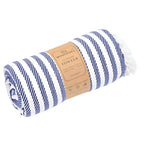 Oxford Series Turkish Towel, Combed Cotton, Navy - White, 430g - Turkish Towel - MOONESSA Australia