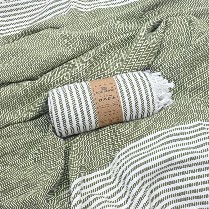Perth Series Turkish Towel, Combed Cotton, Khaki, 440g - Turkish Towel - MOONESSA Australia