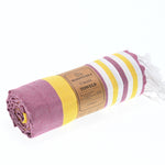 Bondi Beach Series Turkish Towel, Combed Cotton, Plum - Lemon, 340g - Turkish Towel - MOONESSA Australia