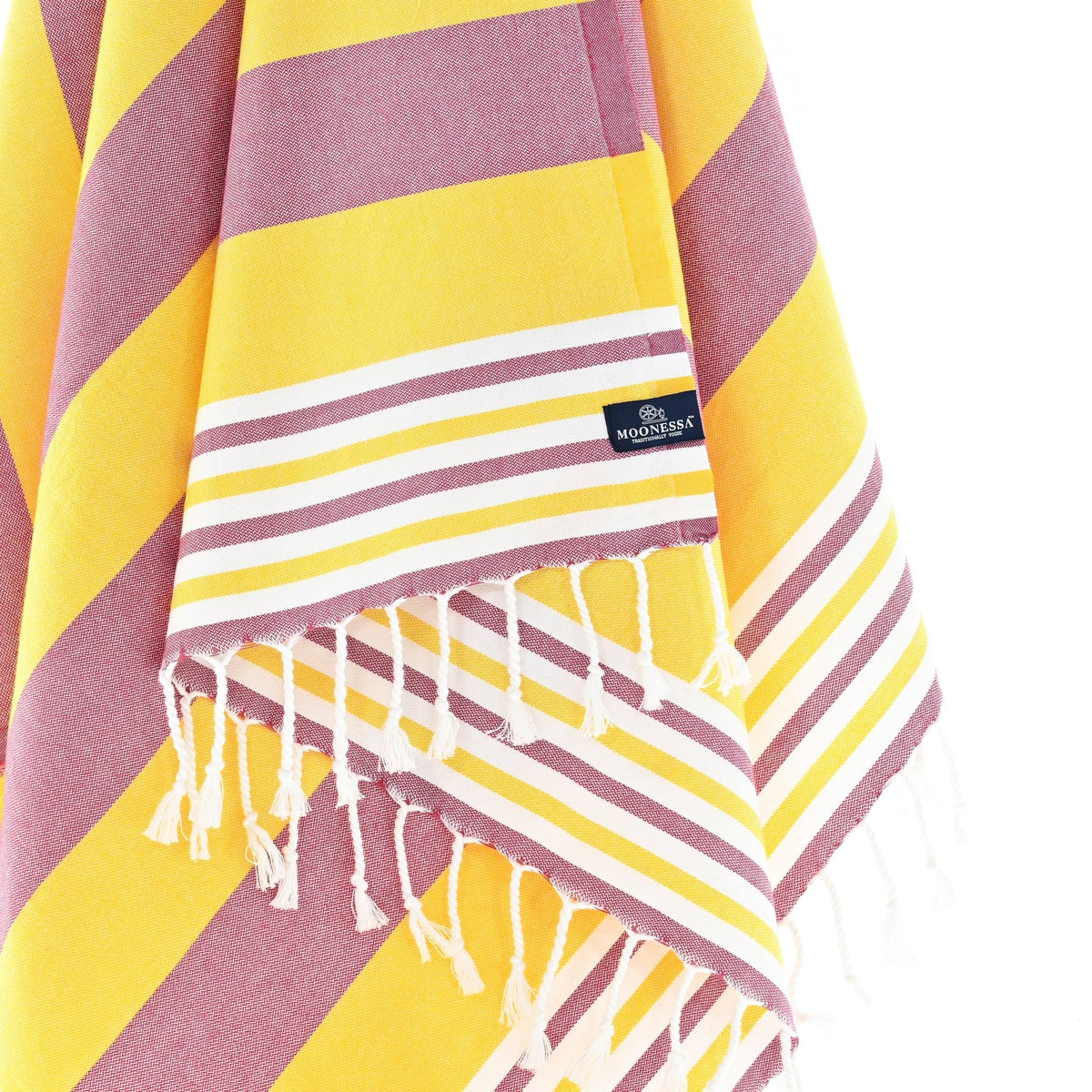 Bondi Beach Series Turkish Towel, Combed Cotton, Plum - Lemon, 340g - Turkish Towel - MOONESSA Australia