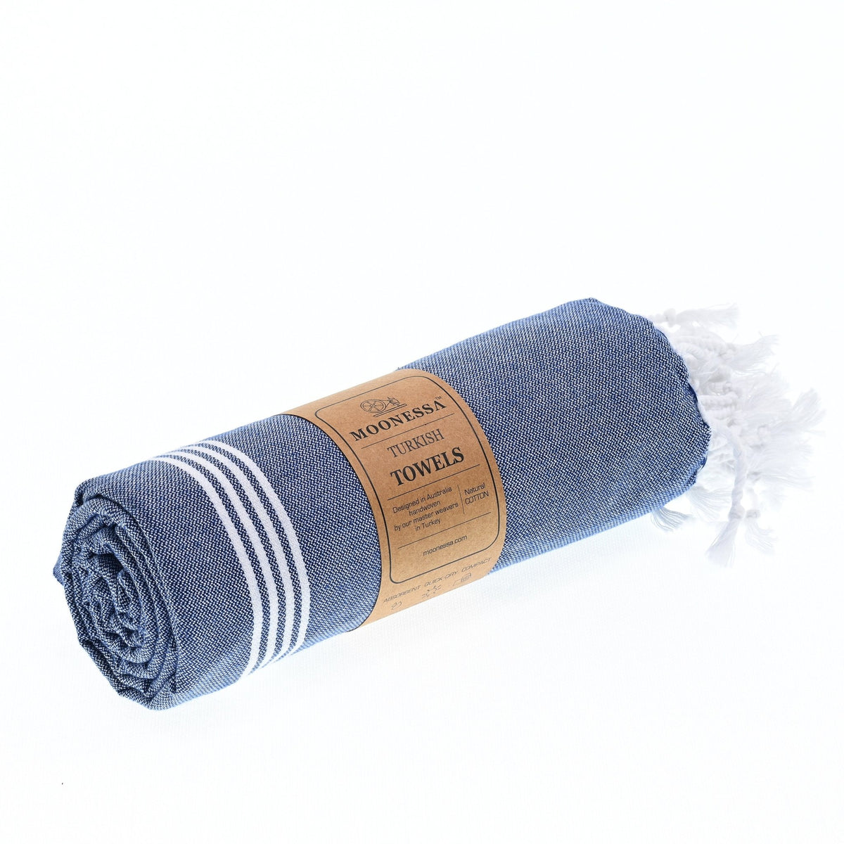 Buldan Series Turkish Towel, Combed Cotton, Navy, 340g - Turkish Towel - MOONESSA Australia