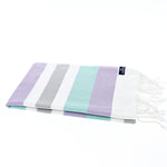 Fremantle Series Turkish Towel, Combed Cotton, Lilac - Mint - Grey, 340g - Turkish Towel - MOONESSA Australia