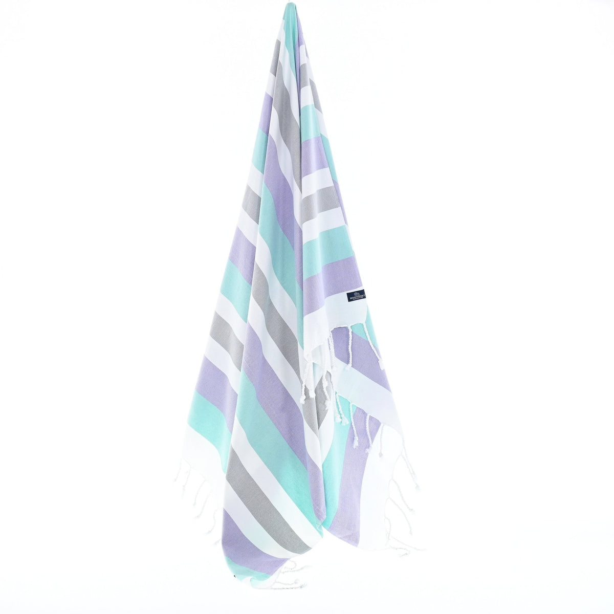 Fremantle Series Turkish Towel, Combed Cotton, Lilac - Mint - Grey, 340g - Turkish Towel - MOONESSA Australia