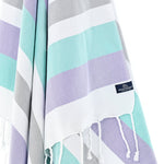 Fremantle Series Turkish Towel, Combed Cotton, Lilac - Mint - Grey, 340g - Turkish Towel - MOONESSA Australia