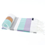 Fremantle Series Turkish Towel, Combed Cotton, Lilac - Mint - Grey, 340g - Turkish Towel - MOONESSA Australia