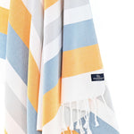 Fremantle Series Turkish Towel, Combed Cotton, Orange - Blue - Grey, 340g - Turkish Towel - MOONESSA Australia