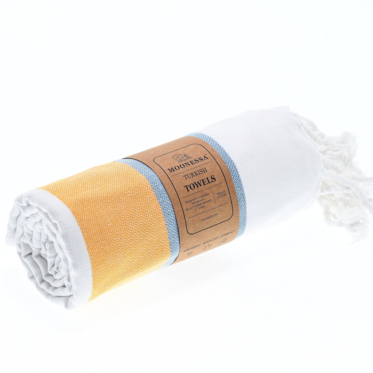 Fremantle Series Turkish Towel, Combed Cotton, Orange - Blue - Grey, 340g - Turkish Towel - MOONESSA Australia