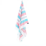 Fremantle Series Turkish Towel, Combed Cotton, Pink - Turquoise - Grey, 340g - Turkish Towel - MOONESSA Australia