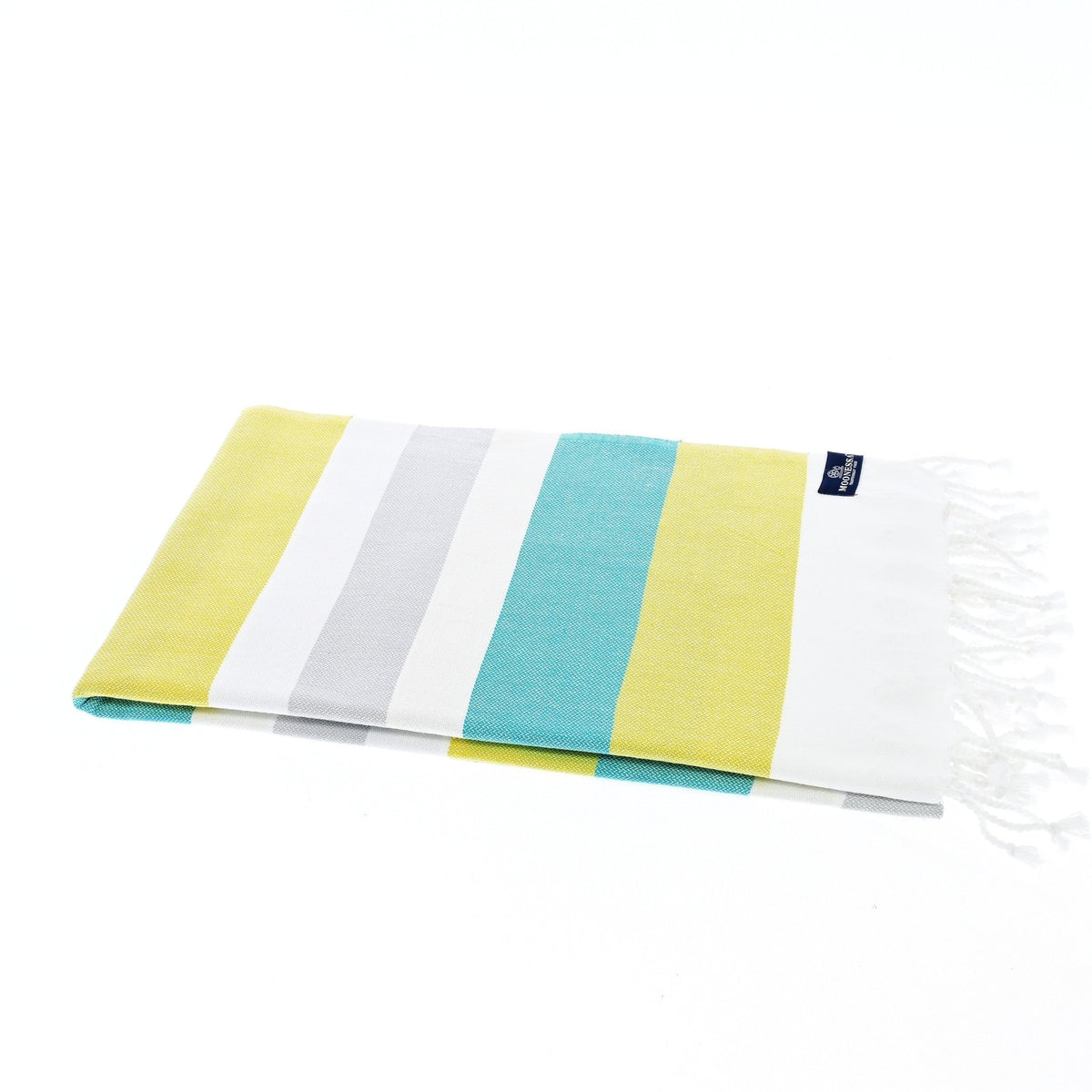 Fremantle Series Turkish Towel, Combed Cotton, Teal - Yellow - Grey, 340g - Turkish Towel - MOONESSA Australia