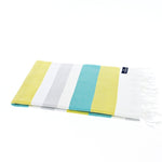 Fremantle Series Turkish Towel, Combed Cotton, Teal - Yellow - Grey, 340g - Turkish Towel - MOONESSA Australia