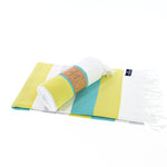 Fremantle Series Turkish Towel, Combed Cotton, Teal - Yellow - Grey, 340g - Turkish Towel - MOONESSA Australia