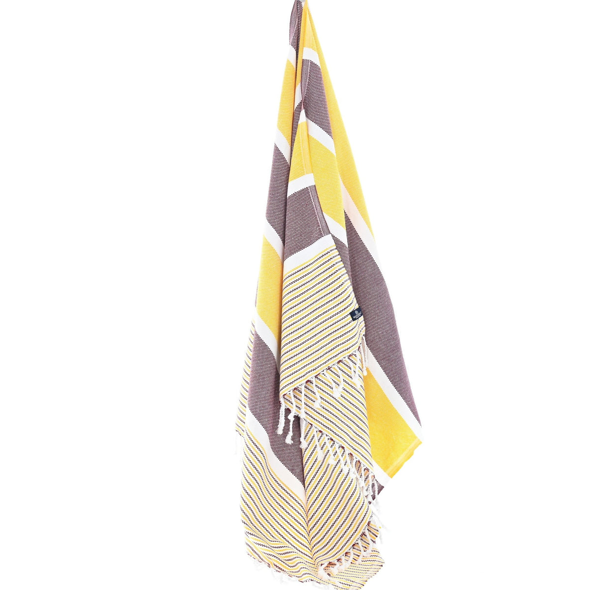 Gold Coast Series Turkish Towel, Combed Cotton, Damson - Yellow, 450g - Turkish Towel - MOONESSA Australia