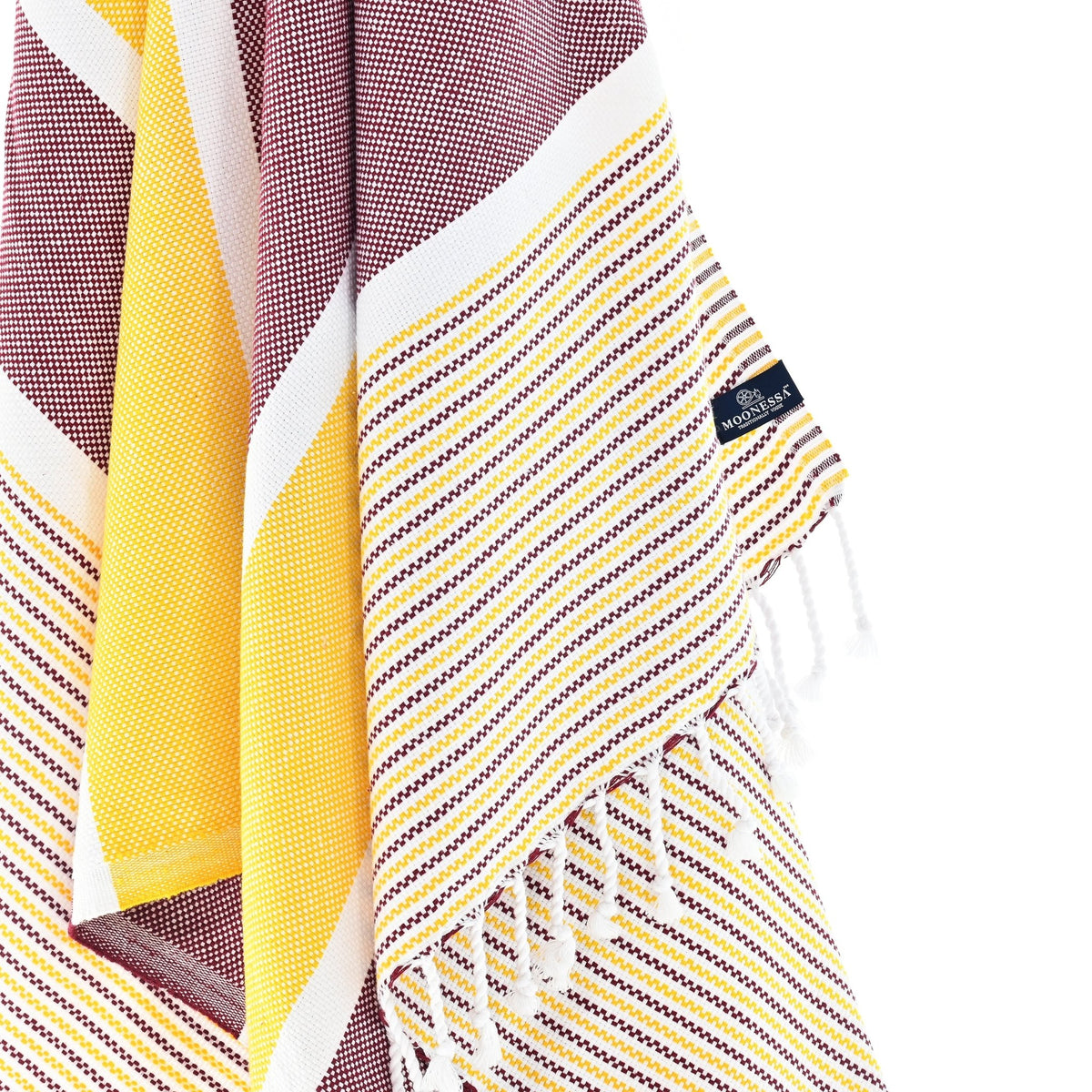 Gold Coast Series Turkish Towel, Combed Cotton, Damson - Yellow, 450g - Turkish Towel - MOONESSA Australia