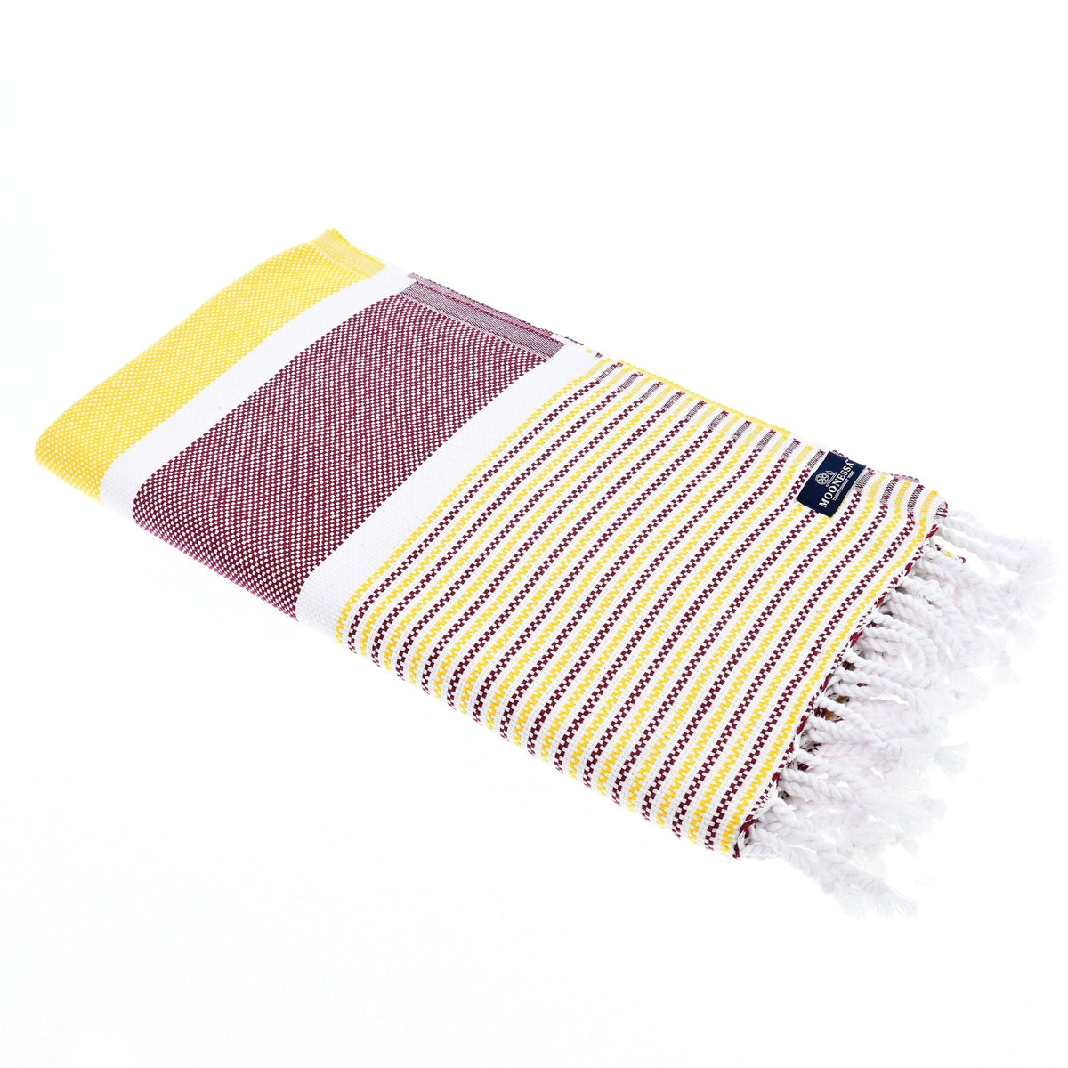 Gold Coast Series Turkish Towel, Combed Cotton, Damson - Yellow, 450g - Turkish Towel - MOONESSA Australia