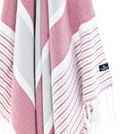 Gold Coast Series Turkish Towel, Combed Cotton, Grey - Burgundy, 450g - Turkish Towel - MOONESSA Australia