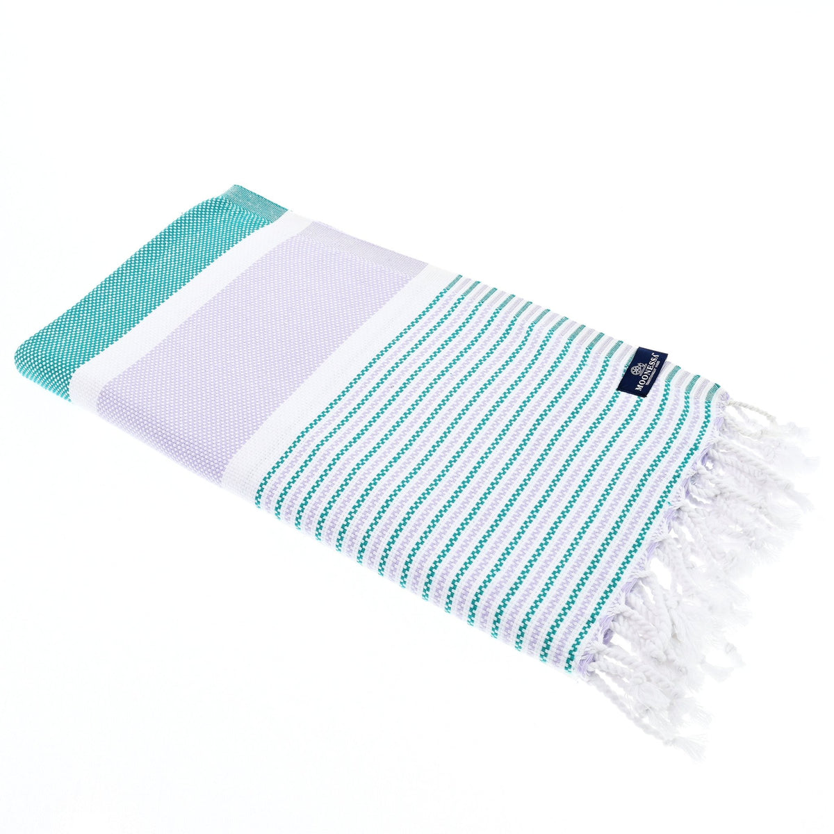 Gold Coast Series Turkish Towel, Combed Cotton, Lilac - Teal, 450g - Turkish Towel - MOONESSA Australia