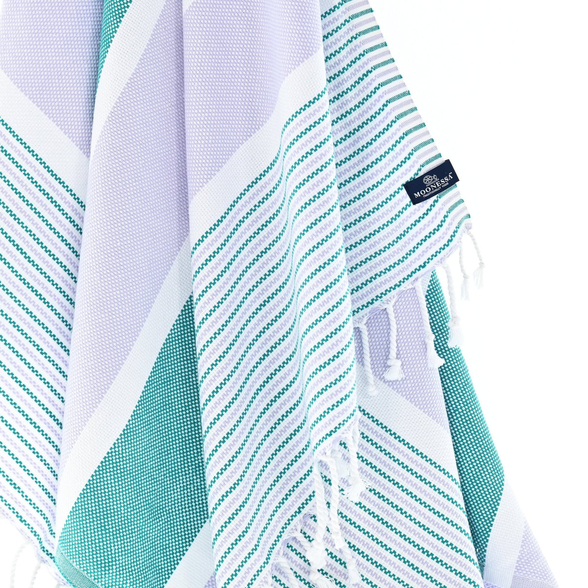 Gold Coast Series Turkish Towel, Combed Cotton, Lilac - Teal, 450g - Turkish Towel - MOONESSA Australia