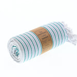 Gold Coast Series Turkish Towel, Combed Cotton, Lilac - Teal, 450g - Turkish Towel - MOONESSA Australia