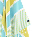 Gold Coast Series Turkish Towel, Combed Cotton, Mint - Mustard, 450g - Turkish Towel - MOONESSA Australia