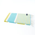 Gold Coast Series Turkish Towel, Combed Cotton, Mint - Mustard, 450g - Turkish Towel - MOONESSA Australia