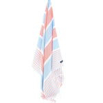 Gold Coast Series Turkish Towel, Combed Cotton, Orange - Blue, 450g - Turkish Towel - MOONESSA Australia