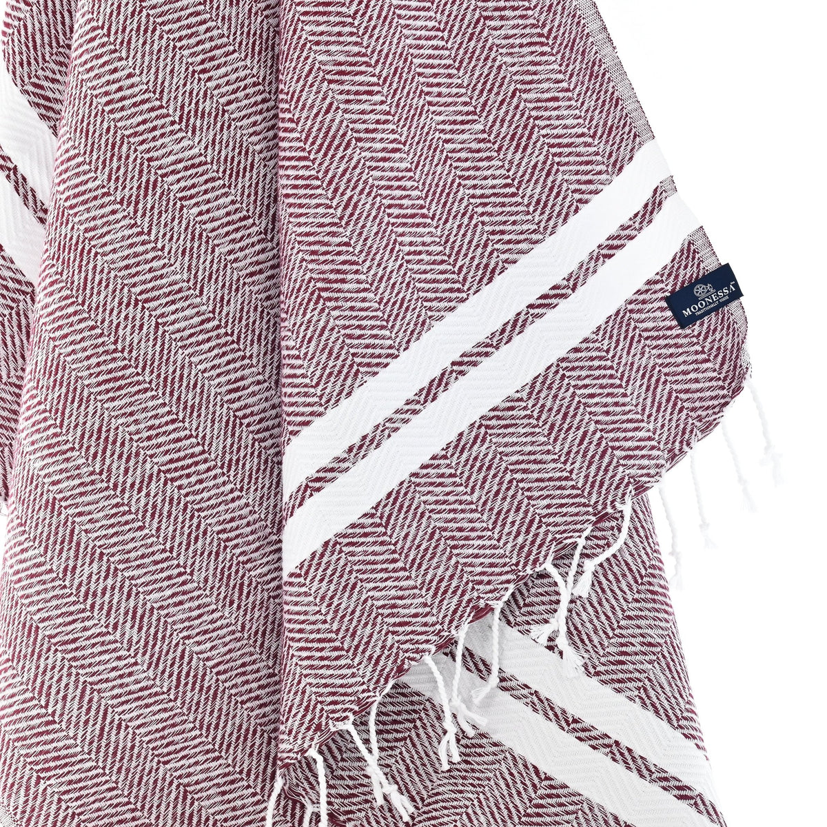 Istanbul Series Turkish Towel, Combed Cotton, Burgundy, 490g - Turkish Towel - MOONESSA Australia