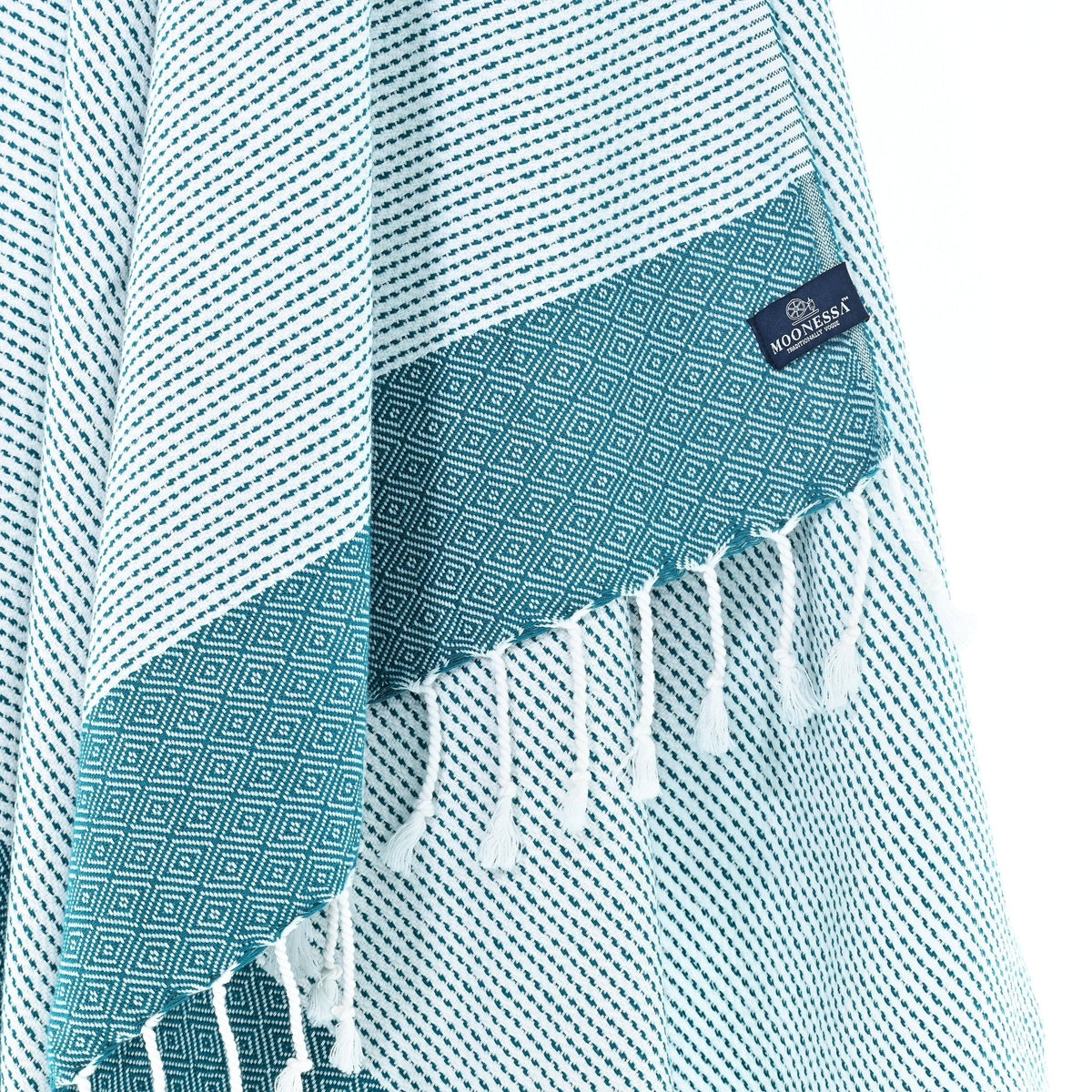 Milan Series Turkish Towel, Combed Cotton, Teal, 410g - Turkish Towel - MOONESSA Australia