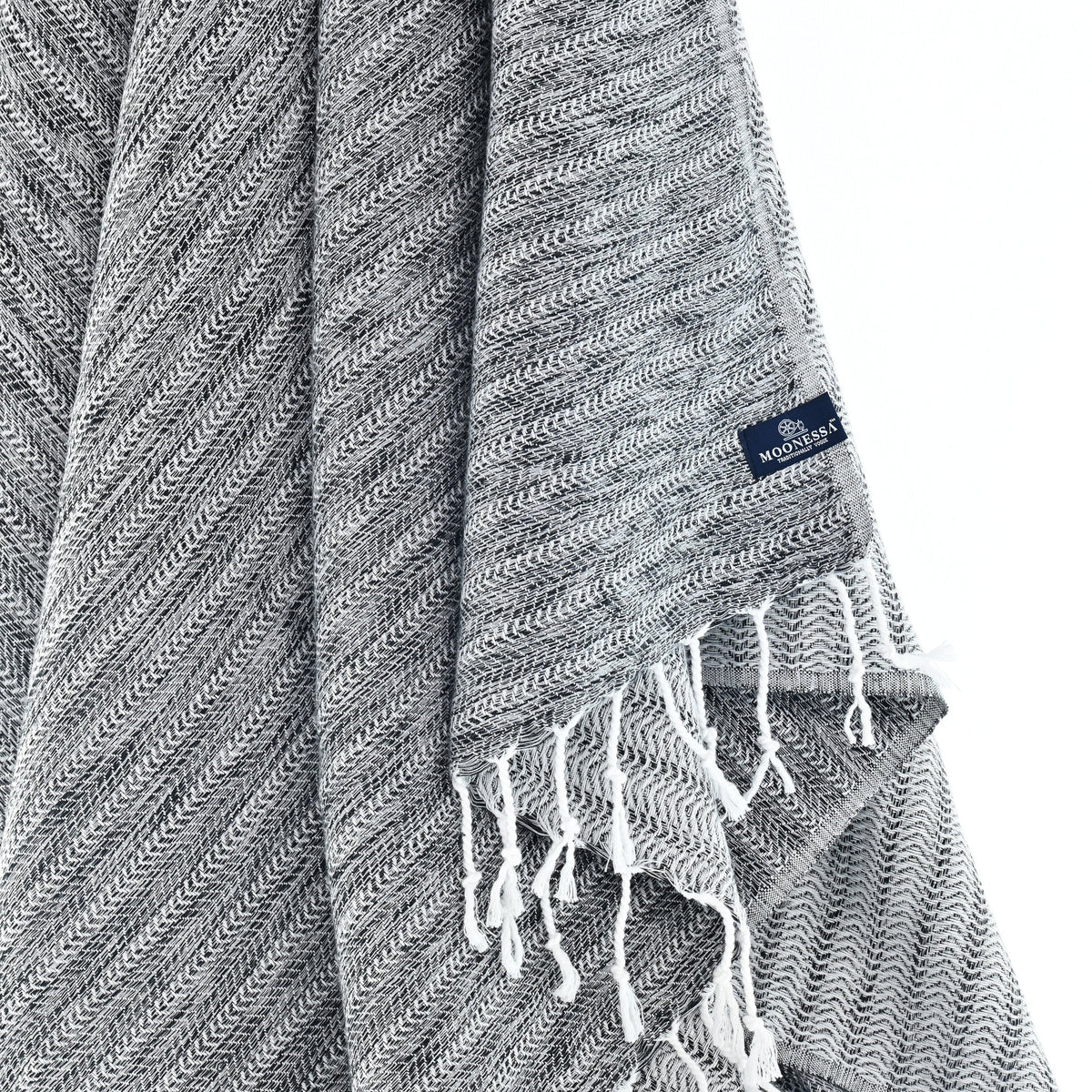 Nairobi Series Turkish Towel, Combed Cotton, Black - Grey, 450g - Turkish Towel - MOONESSA Australia