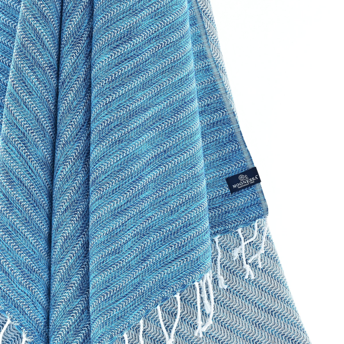 Nairobi Series Turkish Towel, Combed Cotton, Navy - Aqua, 450g - Turkish Towel - MOONESSA Australia