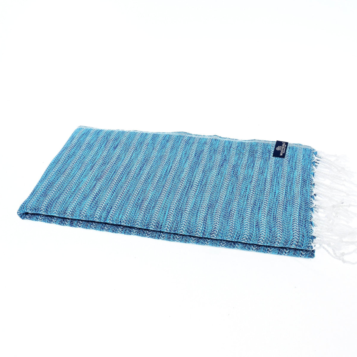 Nairobi Series Turkish Towel, Combed Cotton, Navy - Aqua, 450g - Turkish Towel - MOONESSA Australia