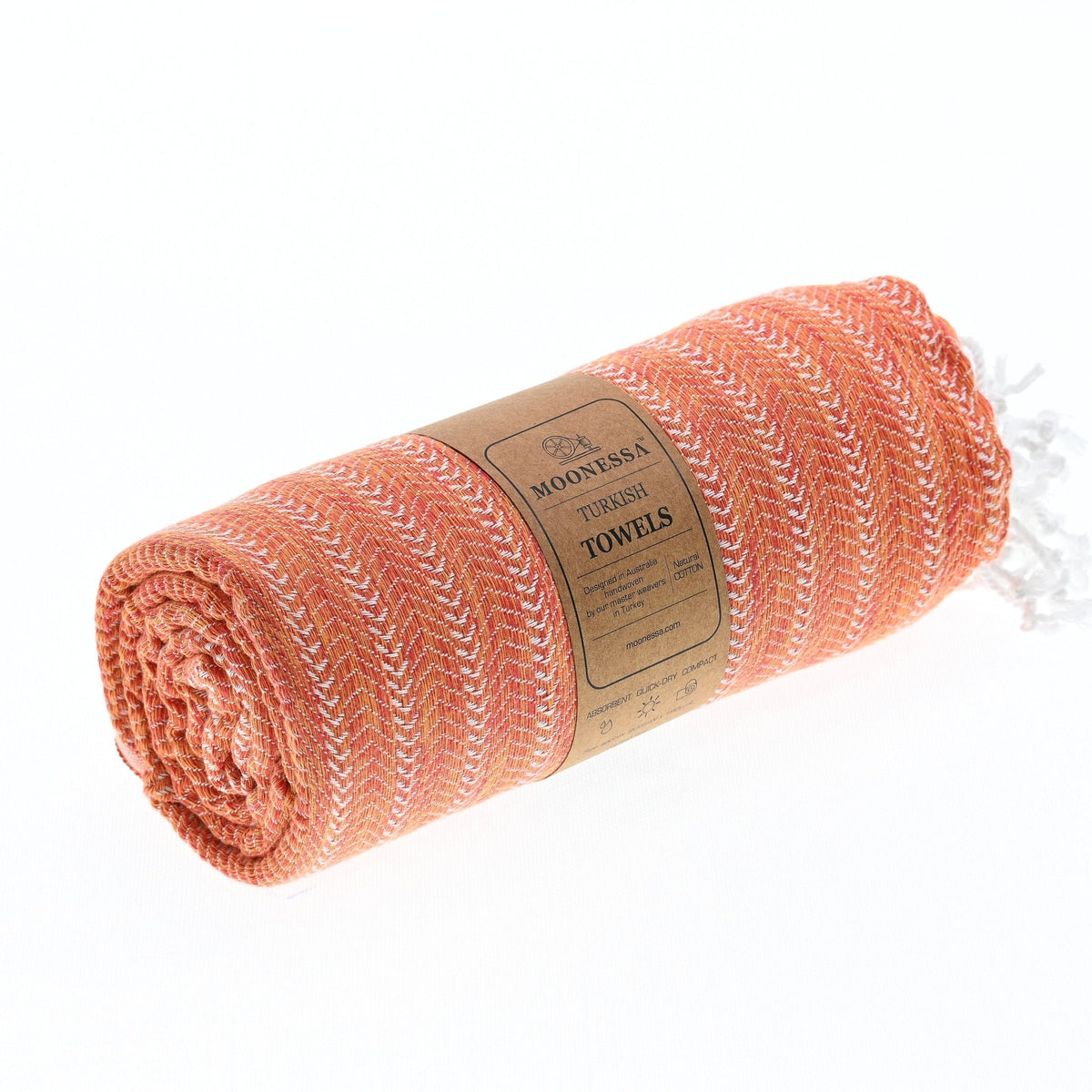 Nairobi Series Turkish Towel, Combed Cotton, Orange - Melon, 450g - Turkish Towel - MOONESSA Australia