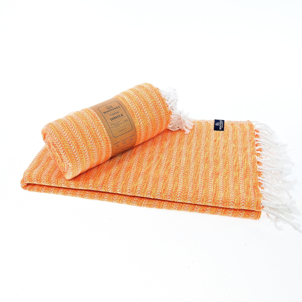 Nairobi Series Turkish Towel, Combed Cotton, Orange - Yellow, 450g - Turkish Towel - MOONESSA Australia