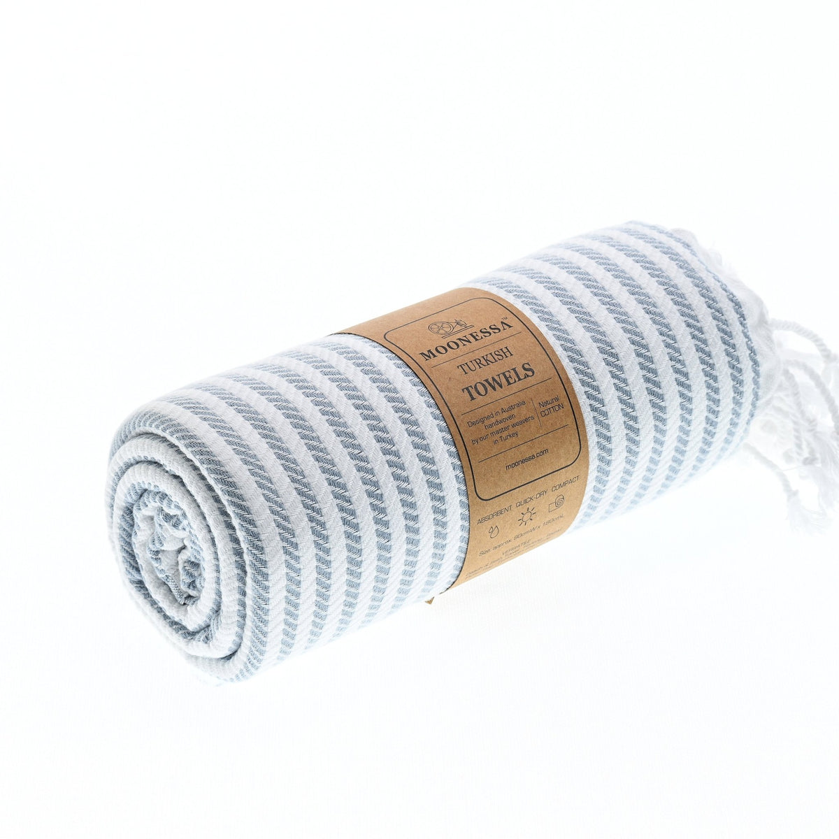 Perth Series Turkish Towel, Combed Cotton, Grey, 440g - Turkish Towel - MOONESSA Australia