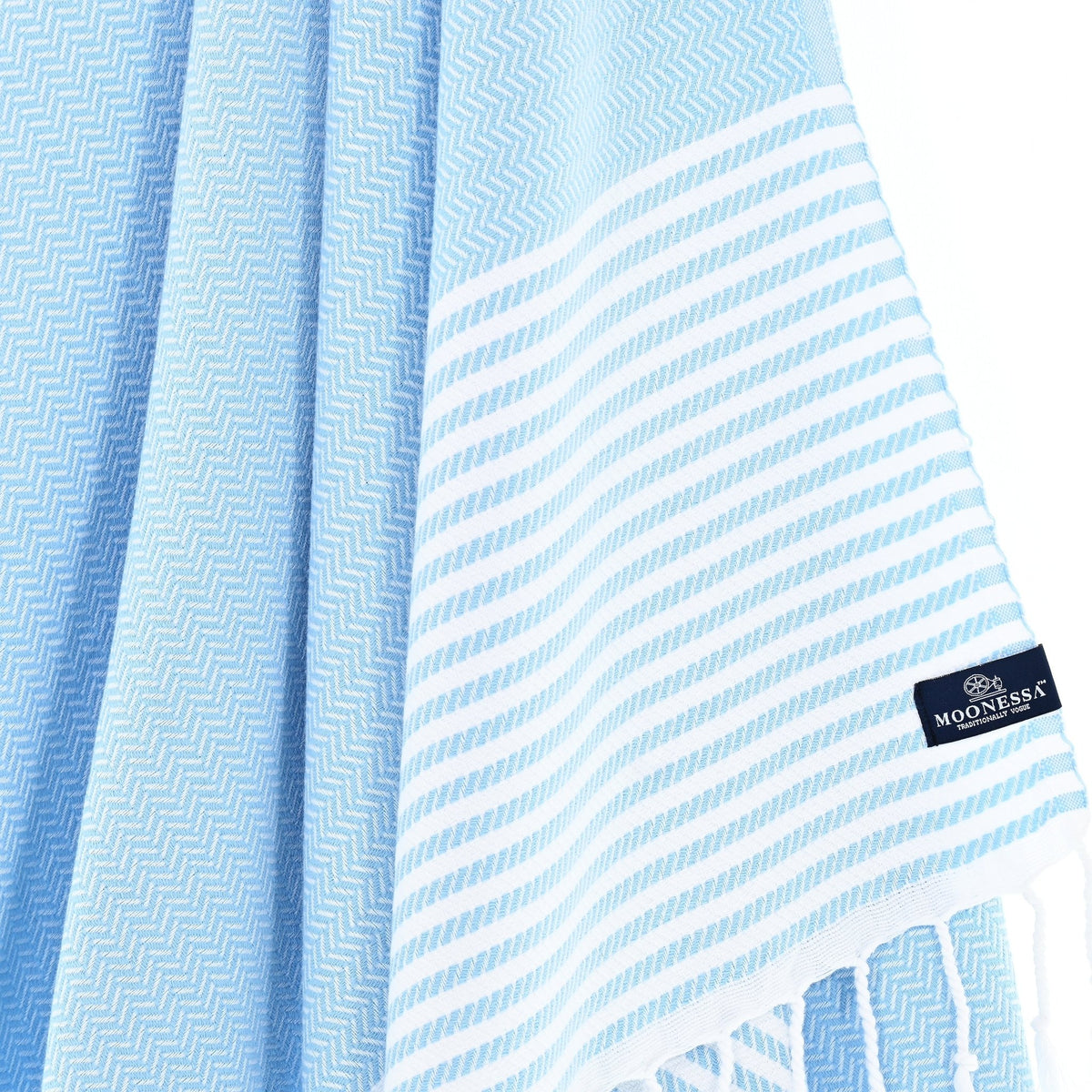 Perth Series Turkish Towel, Combed Cotton, Sky Blue, 440g - Turkish Towel - MOONESSA Australia