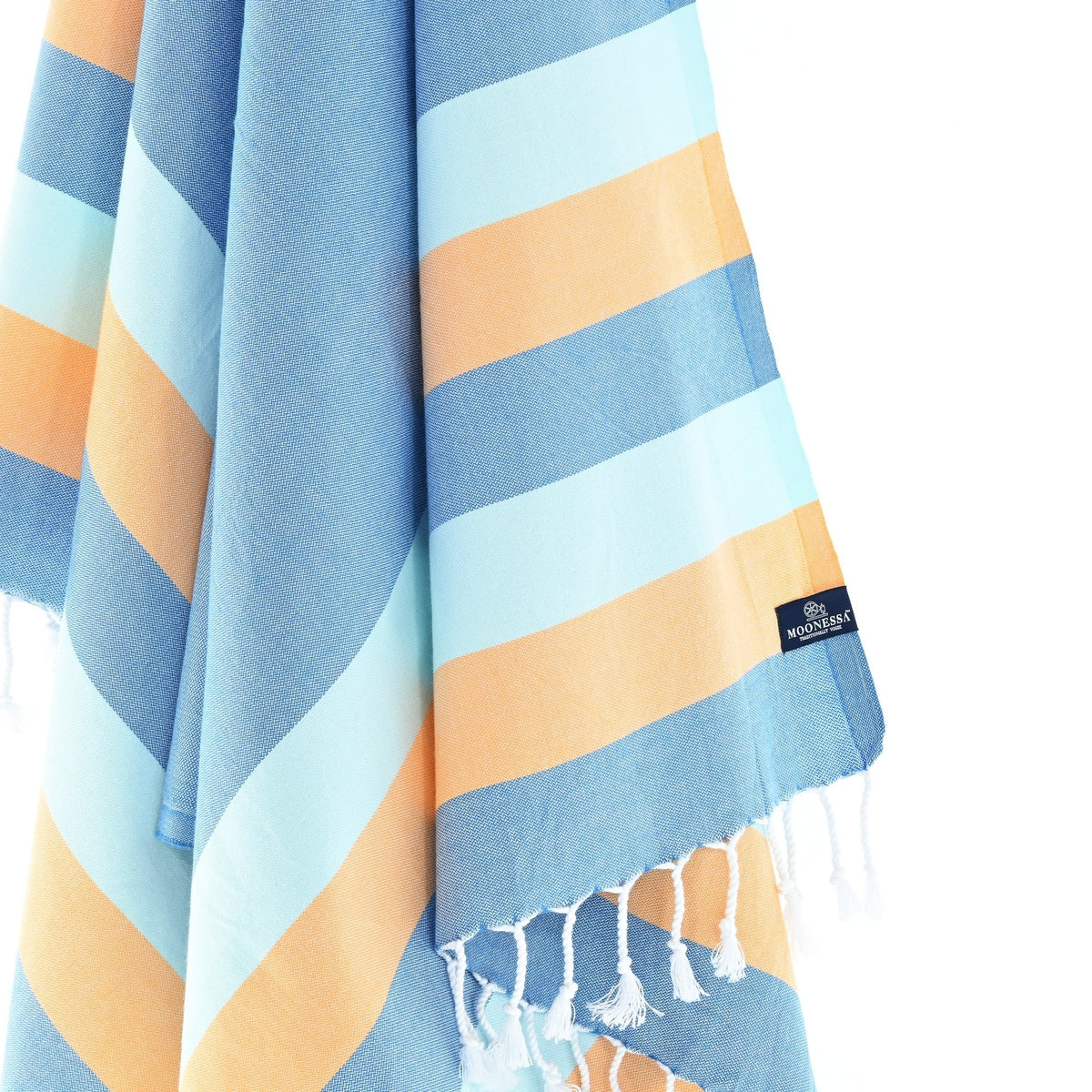 Swan River Series Turkish Towel, Combed Cotton, Denim - Orange - Sky, 340g - Turkish Towel - MOONESSA Australia